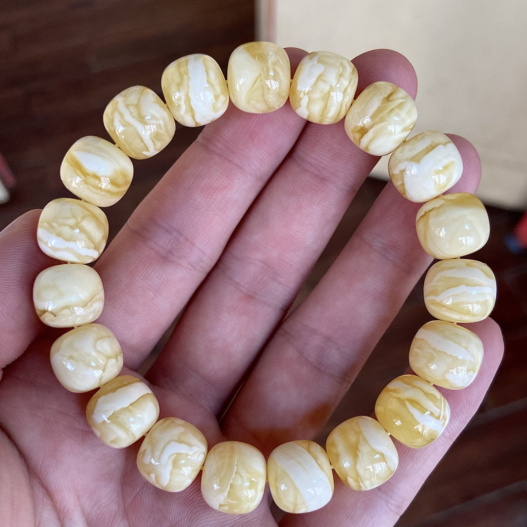 12mm同料瓷白虎皮纹手串