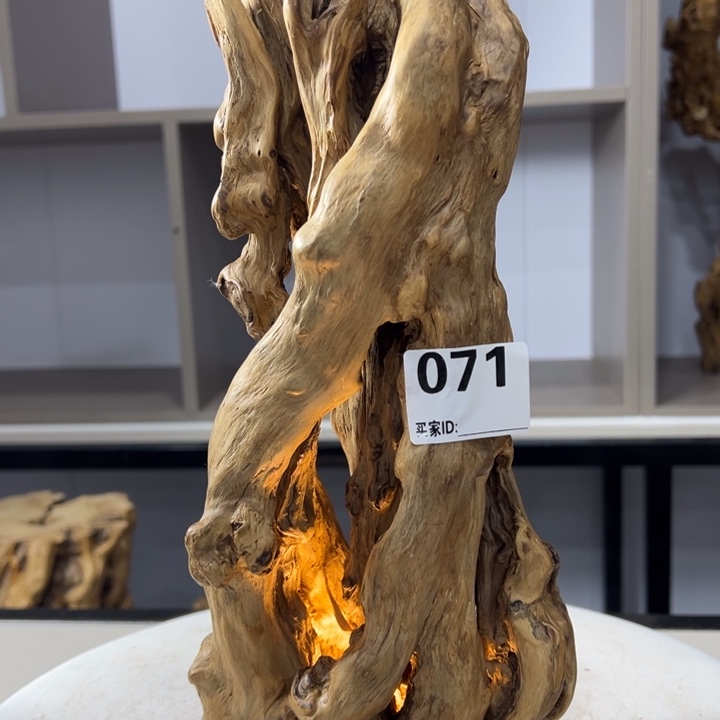 木石榴木镂空风化木树灯