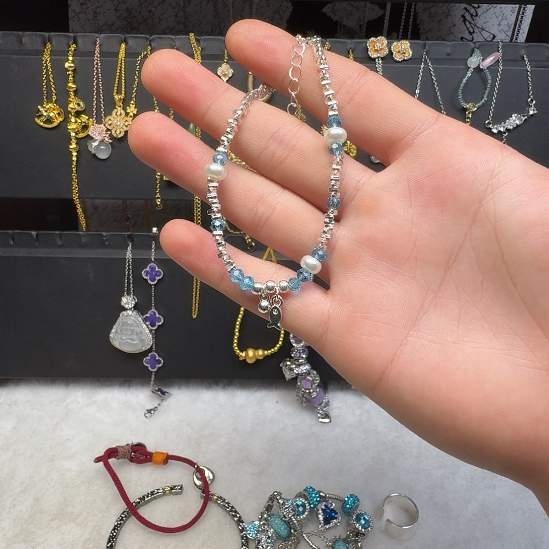 足银皮质碎银手链