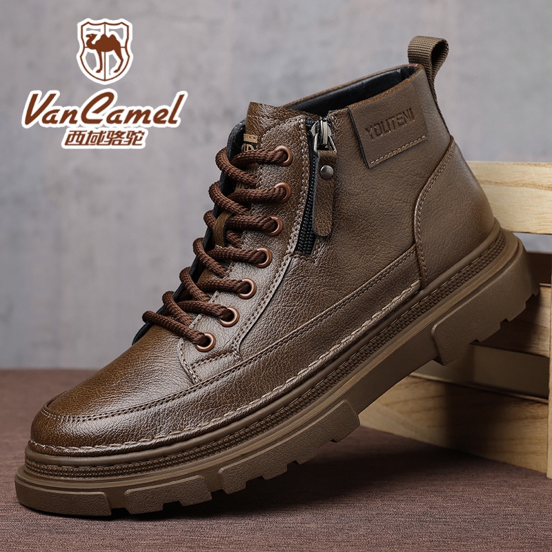 VANCAMEL/西域骆驼秋季新款男鞋百搭厚底中帮男靴户外休闲马丁靴商品图