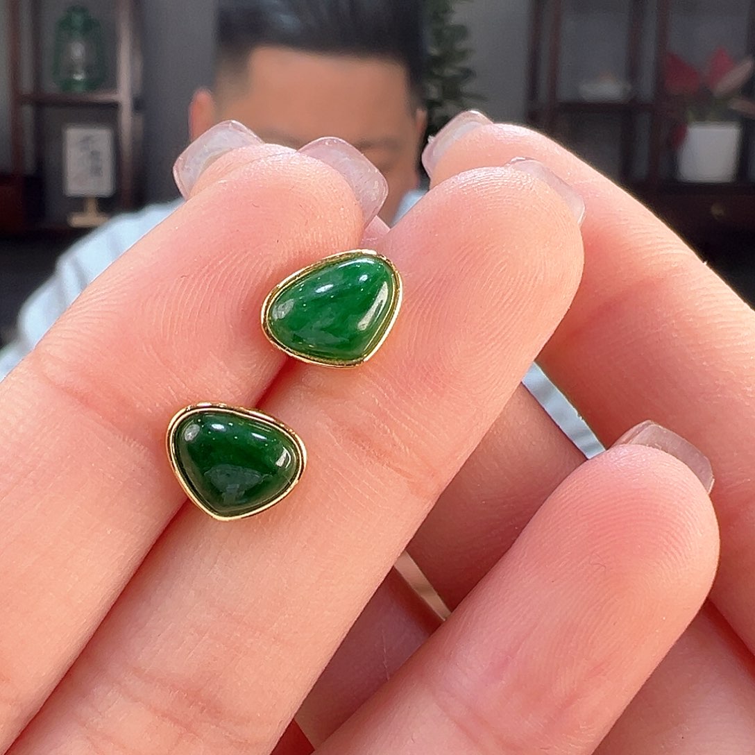 翡翠耳饰银S925镶嵌耳环3