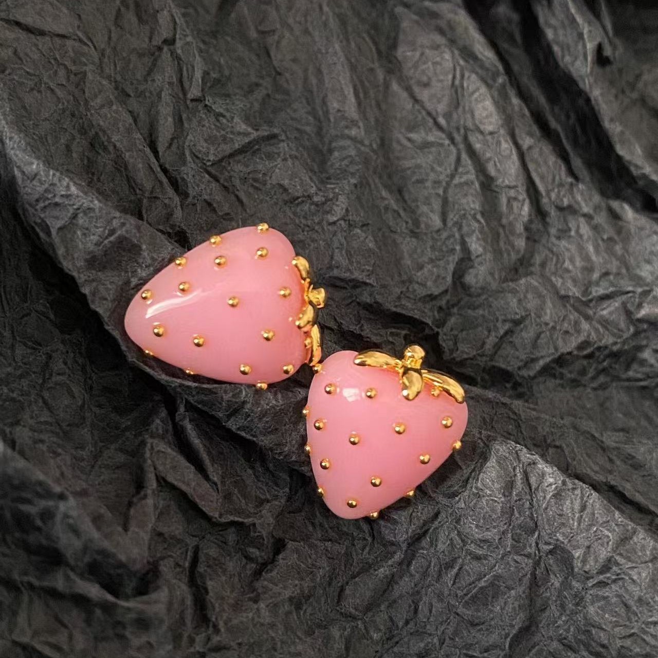 铜合金耳饰 F363粉色草莓耳钉耳饰