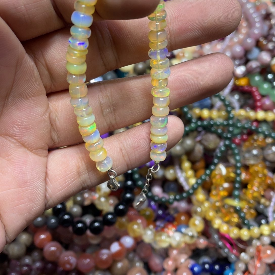 烟晶手链银S800镀金镶嵌