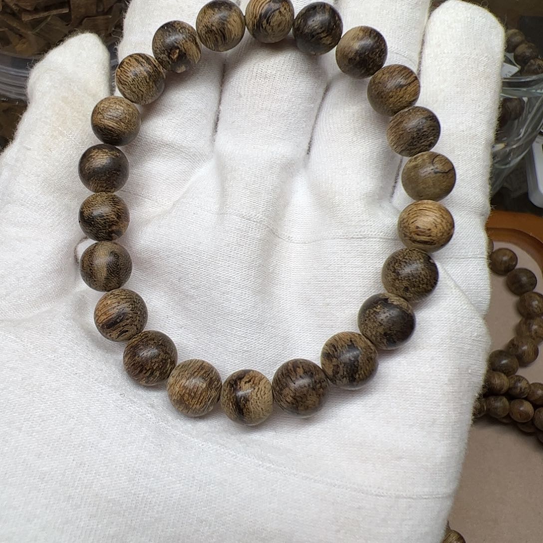 沉香手串天然野沉香达拉干九分沉0.8cm22颗6克