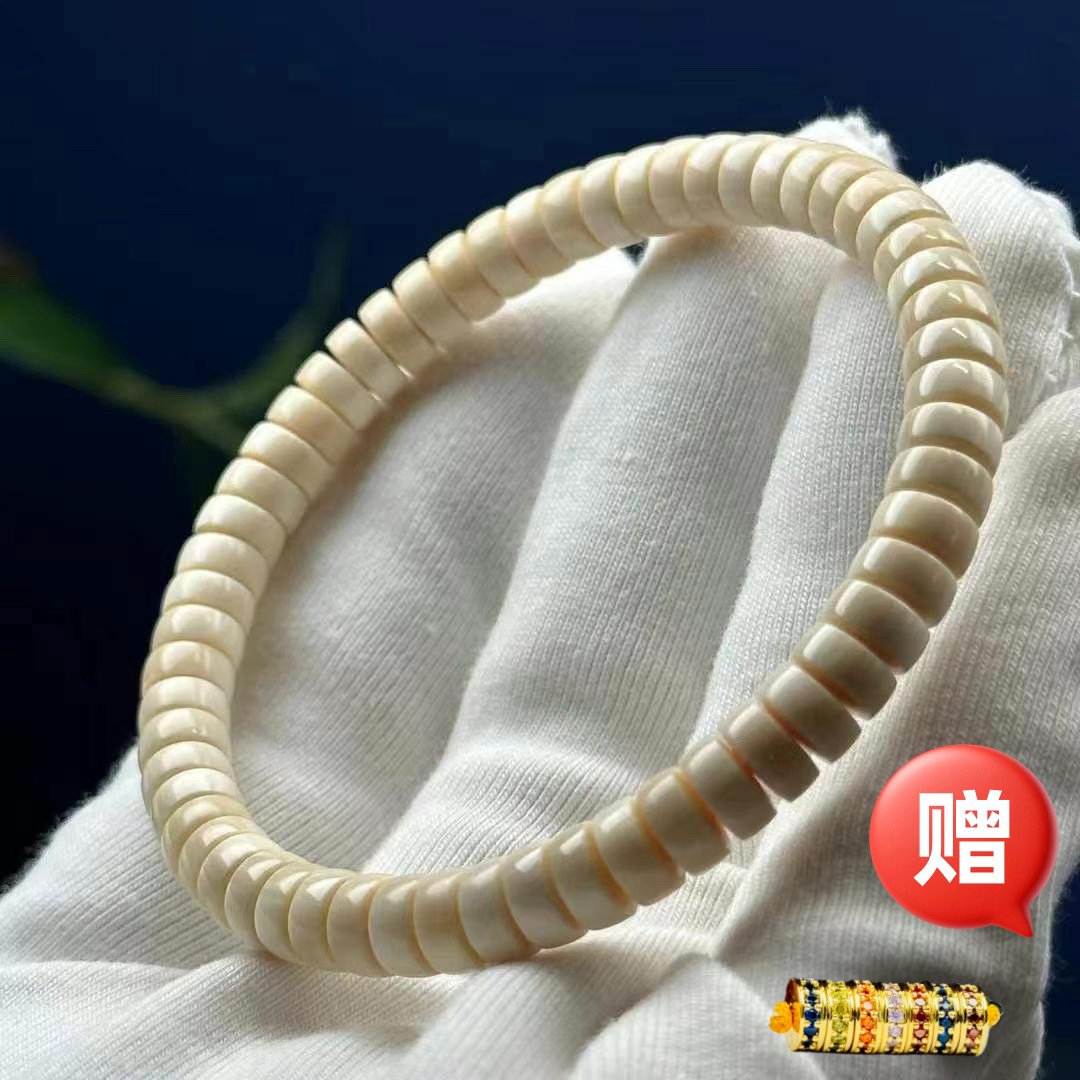 C001天然猛犸牙精工牙芯料药片6×3㎜上等5A血料满纹精品一秒归圆