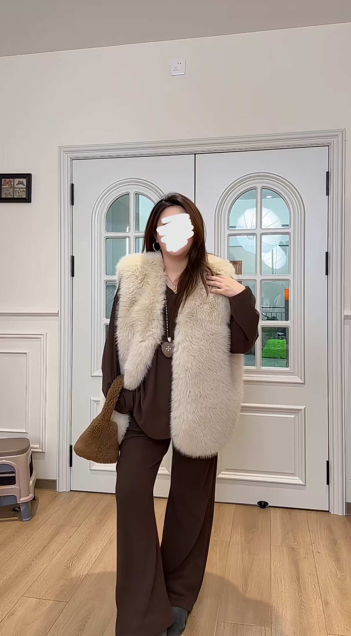 小九九 韩系慵懒风贵气环保皮草马甲66022