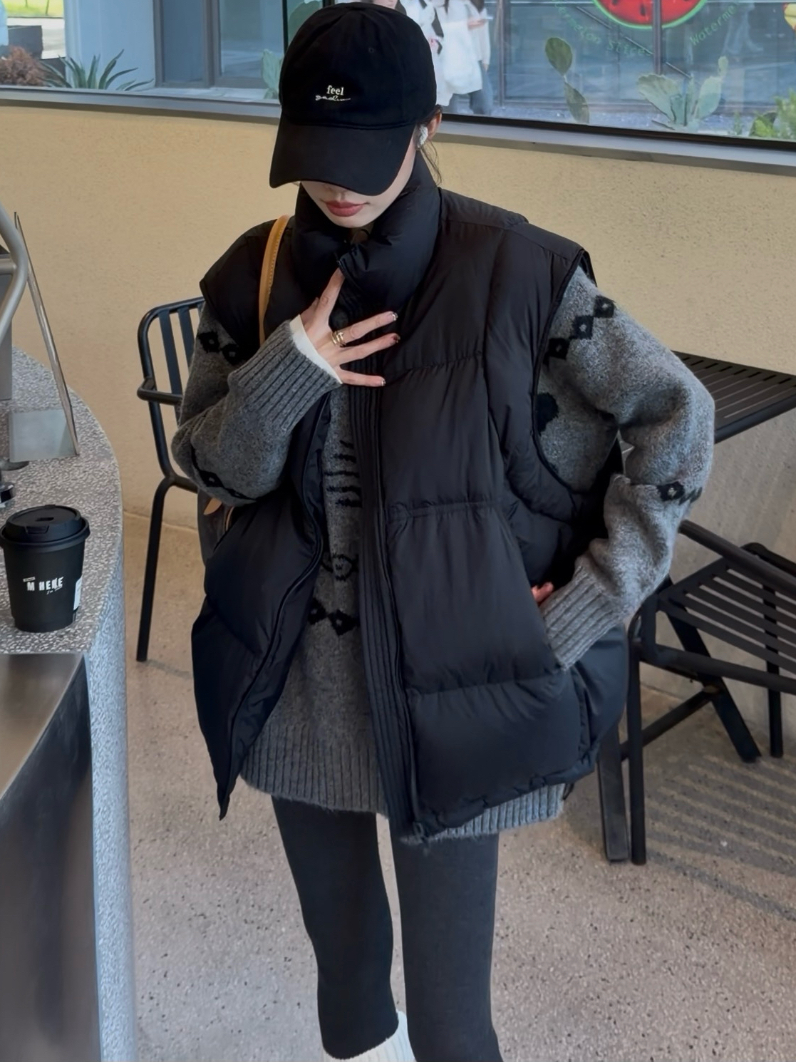 ［巧巧定制］新韩版百搭显瘦时尚立领抽绳拉链白鸭绒马甲羽绒服7100