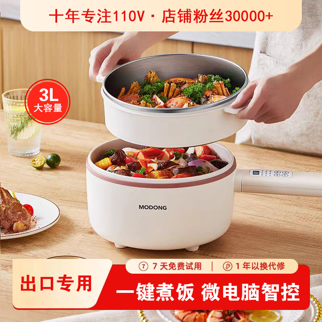 出口110V迷你电煮锅家用小型多功能火锅电蒸锅炒锅锅小家电器新品