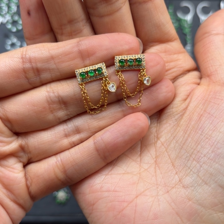 心***任翡翠银S925镶嵌耳饰