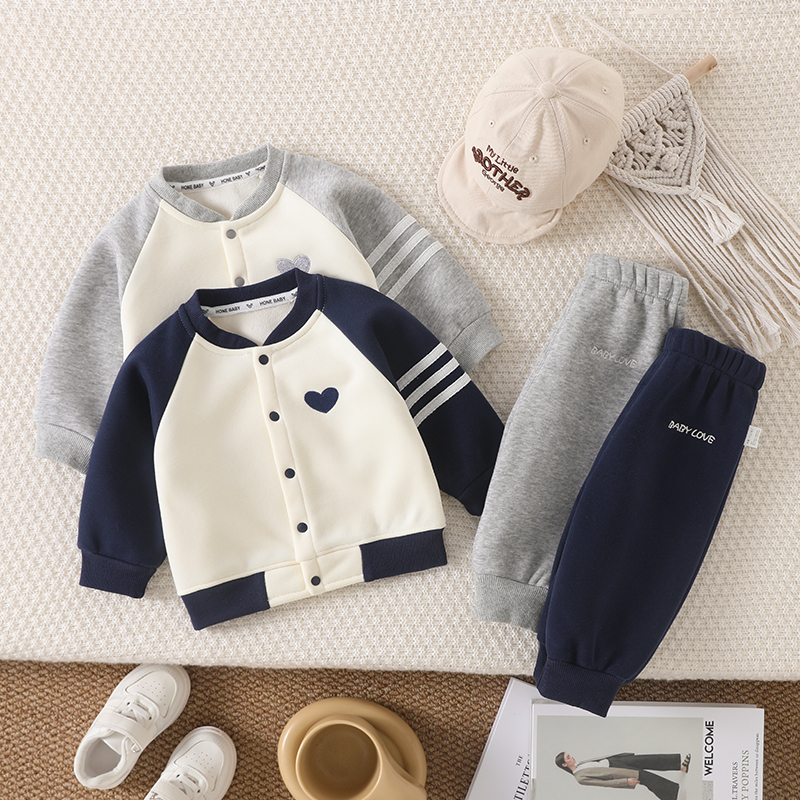 小童春秋薄款套装男童女童婴儿童装秋装两件套宝宝外出服衣服洋气