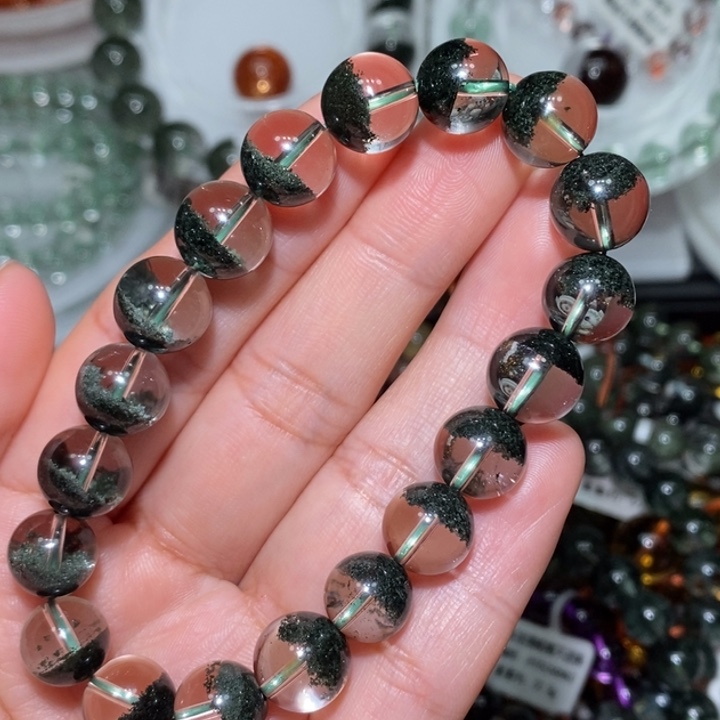 水晶未镶嵌手链绿幽灵聚宝盆手链