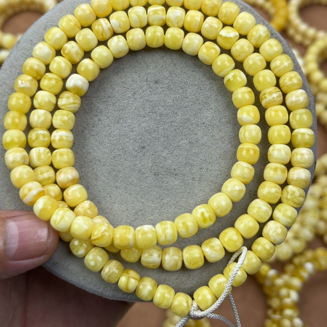 蜜蜡未镶嵌颈饰纯天然俄料瓷白花虎皮7.8*6.8