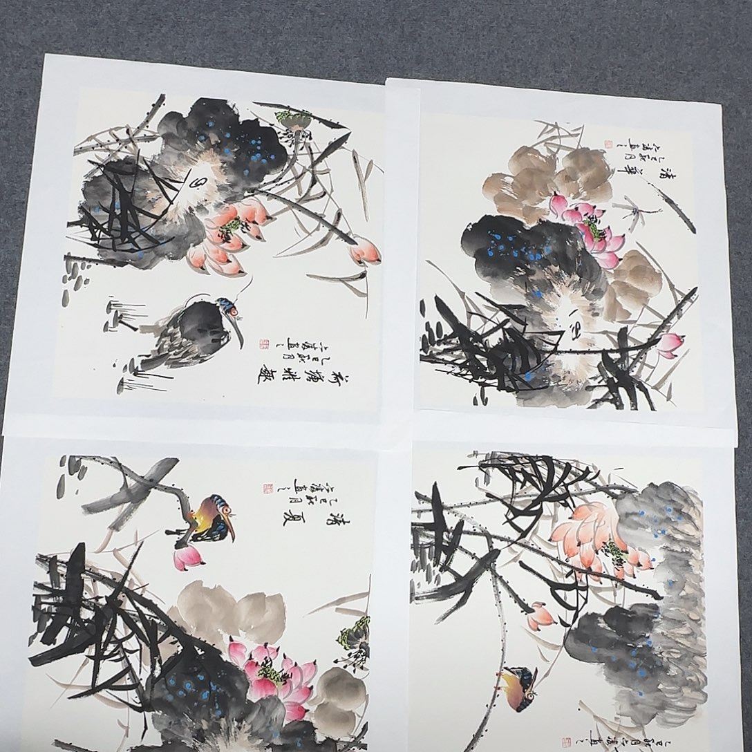 国画纯手绘山水花鸟