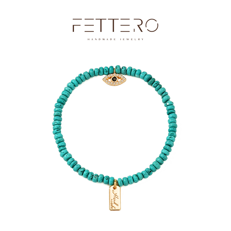 fettero 铜合金手链 【金色松色链恶魔之眼手链】小众设计师