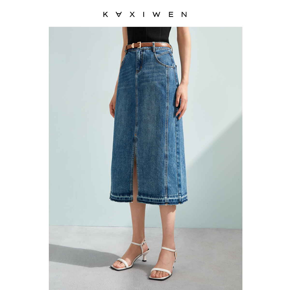 【九月专属】显瘦时尚牛仔半身裙毛边百搭裙子女X07BQS3625