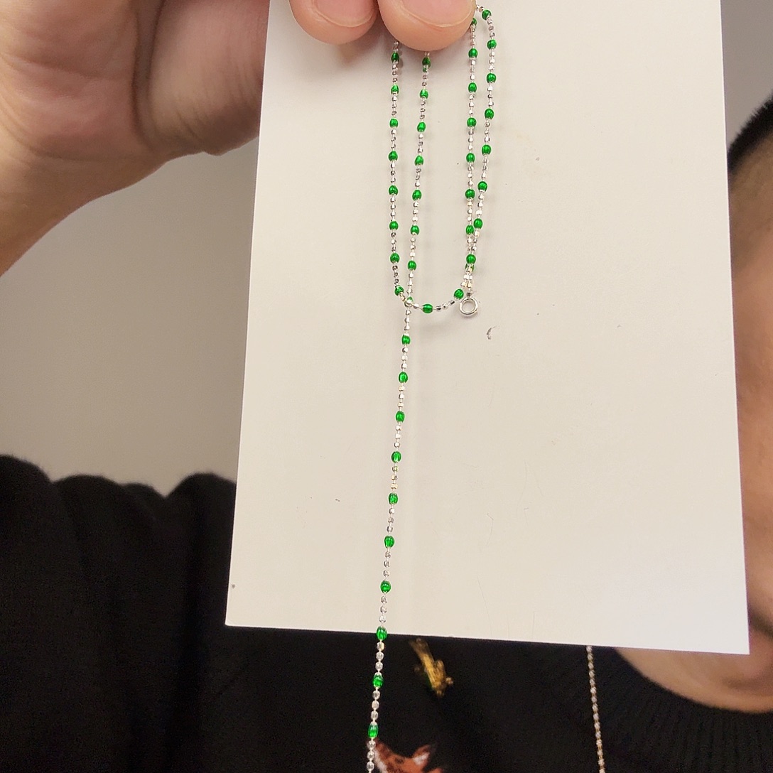 翡翠银S925镶嵌颈饰一件