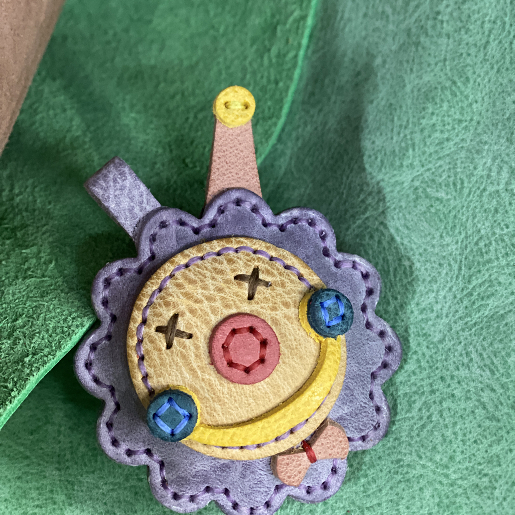 包挂件复古风手工制作材料包紫色小丑挂件牛皮包包挂件