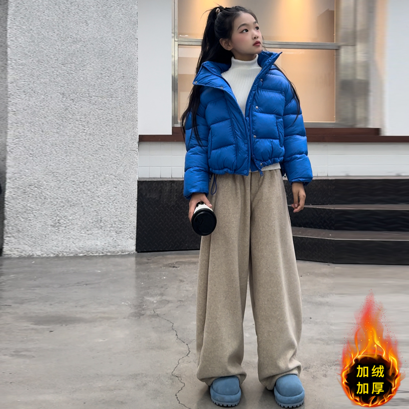 【毛妈潮牌】女童冬季面包服棉衣套装2025新款大童连帽加厚棉服外套