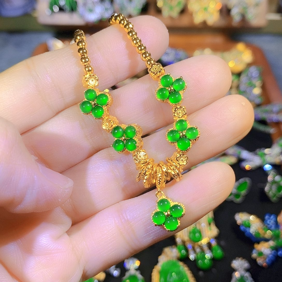 吊坠(不含链)银S925镶嵌翡翠