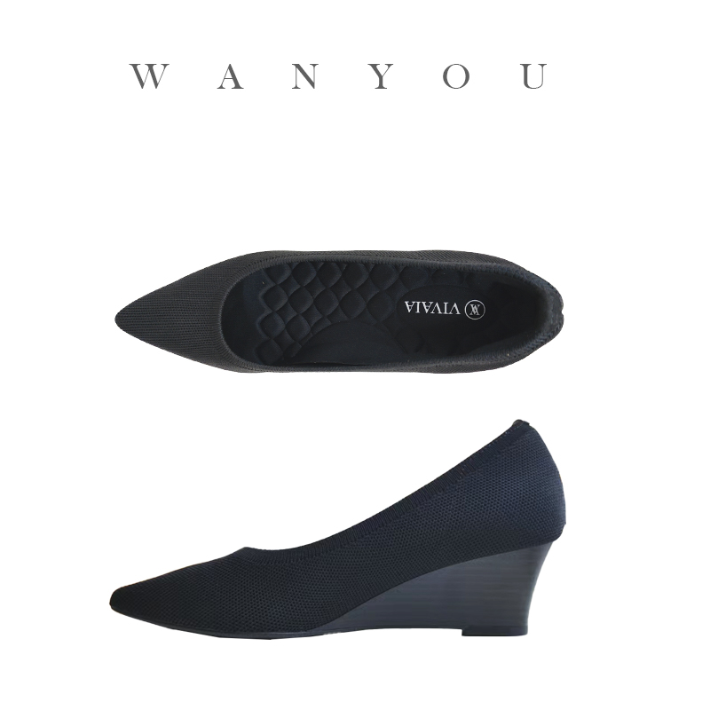 VIV24-29坡跟王妃鞋飞织一脚蹬乐福鞋防滑浅口玛丽珍YP-V113-30