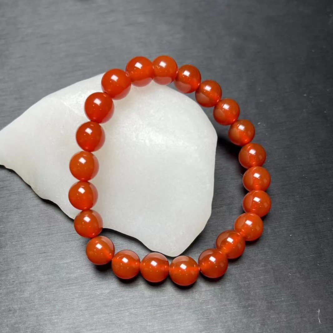 李书锦保真红玛瑙手串卡8左右 A0628 多样性发货