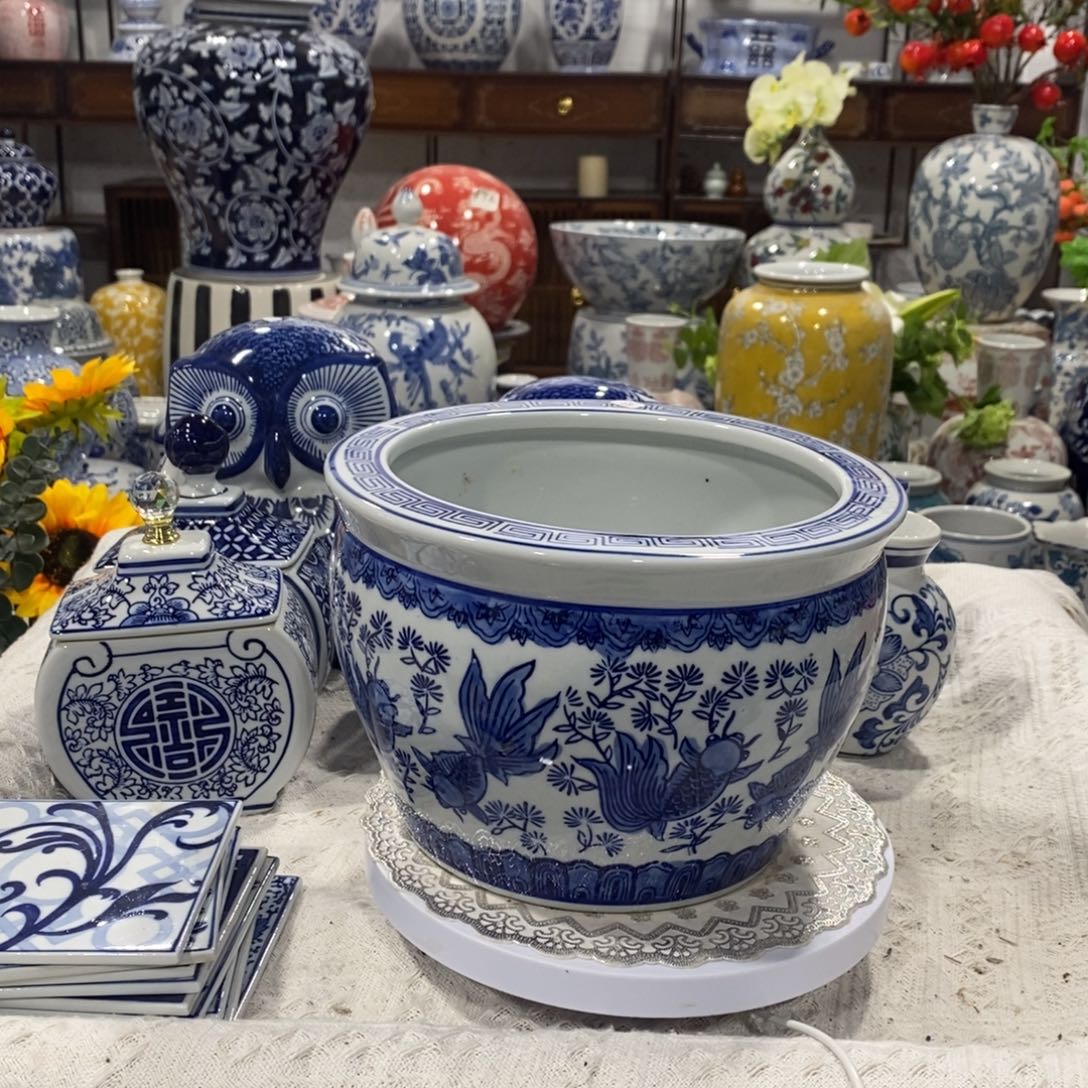 【闪购商品】摆件陶瓷鱼缸摆件……