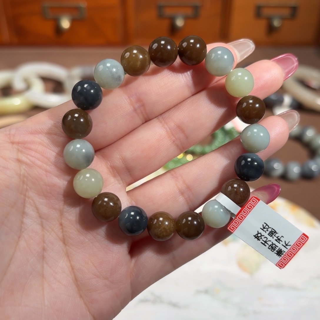 和田玉手串未镶嵌卡10