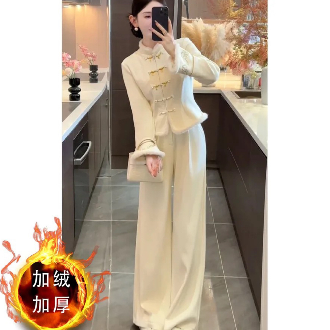 新中式禅意复古国风中工刺绣拼接毛毛外套秋冬新款国风