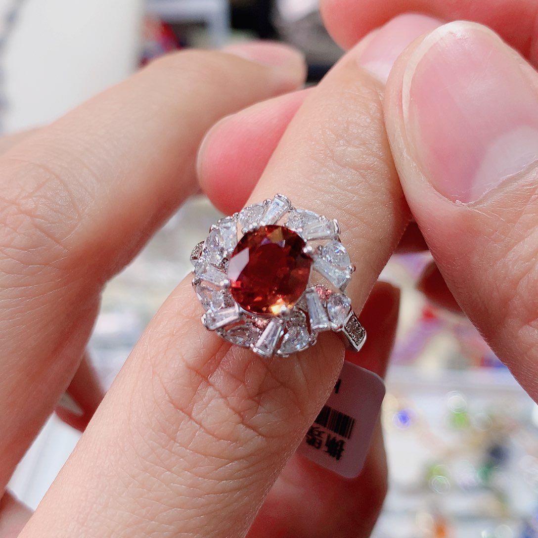 碧玺戒指戒指银S925镶嵌