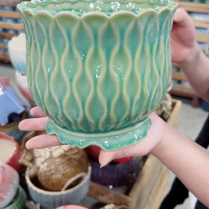 有孔.凑满10元发货多肉陶瓷花盆！