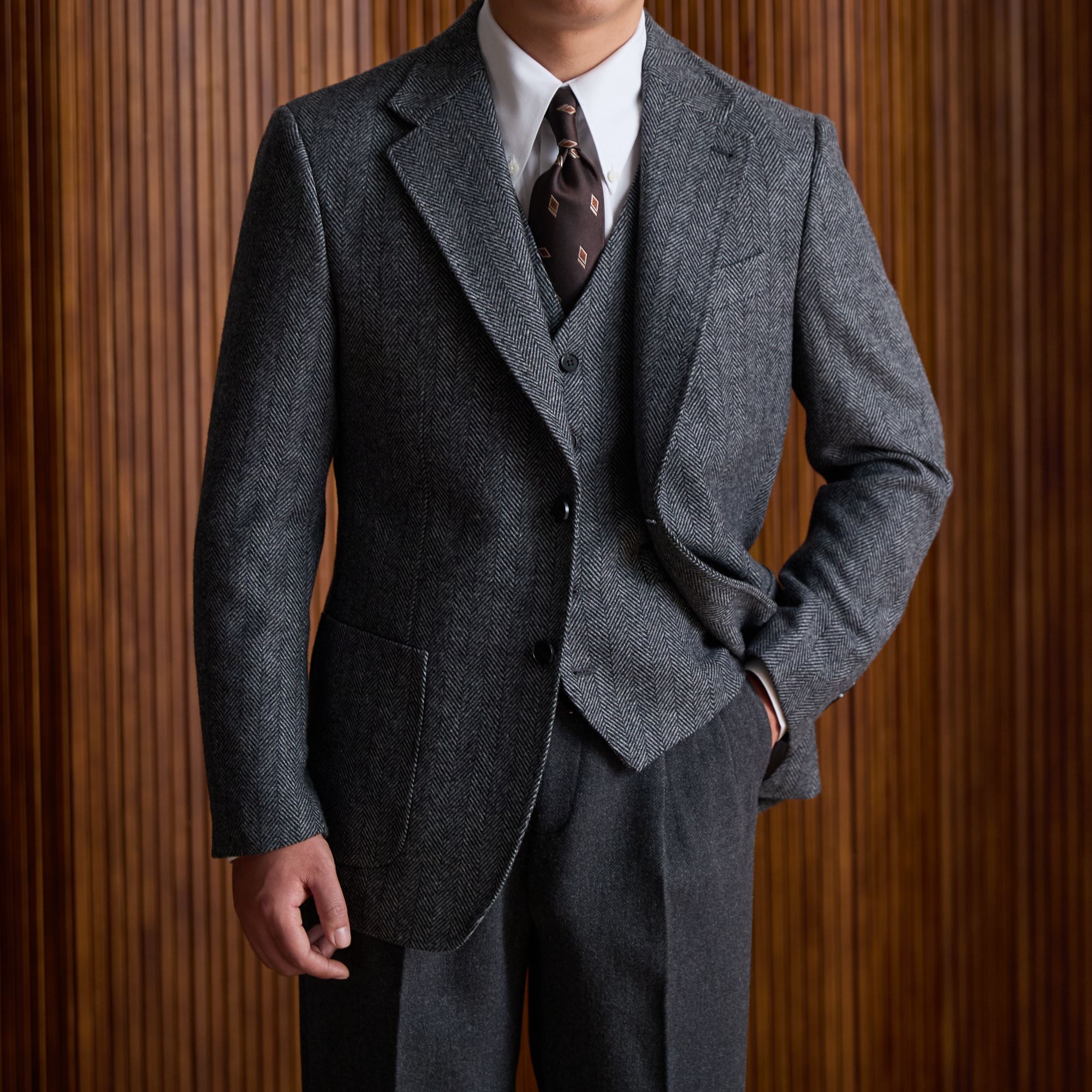 西格Xg【单西】复古英伦羊毛粗花呢修身百搭西服8287