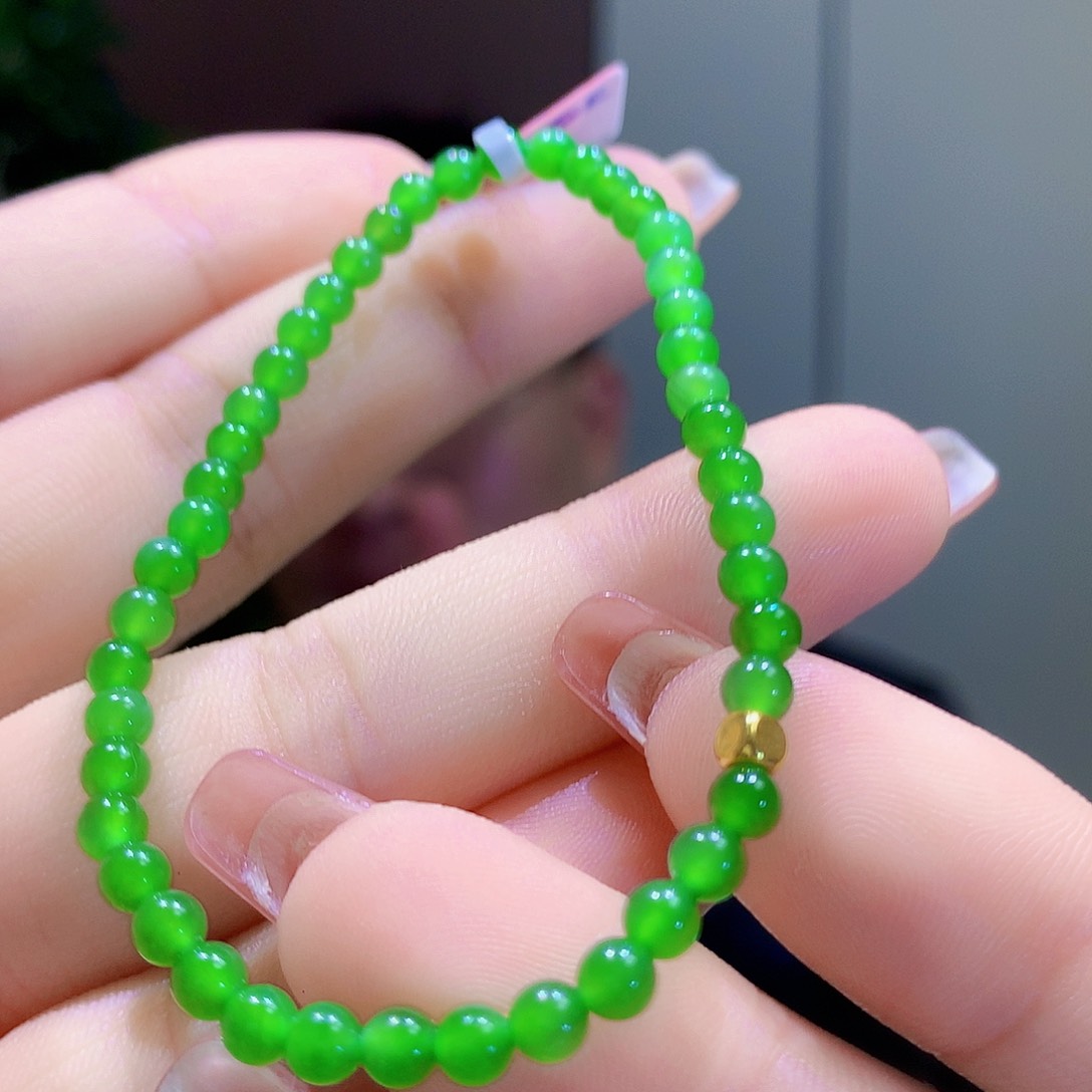 手链足金镶嵌和田玉（碧玉）卡4