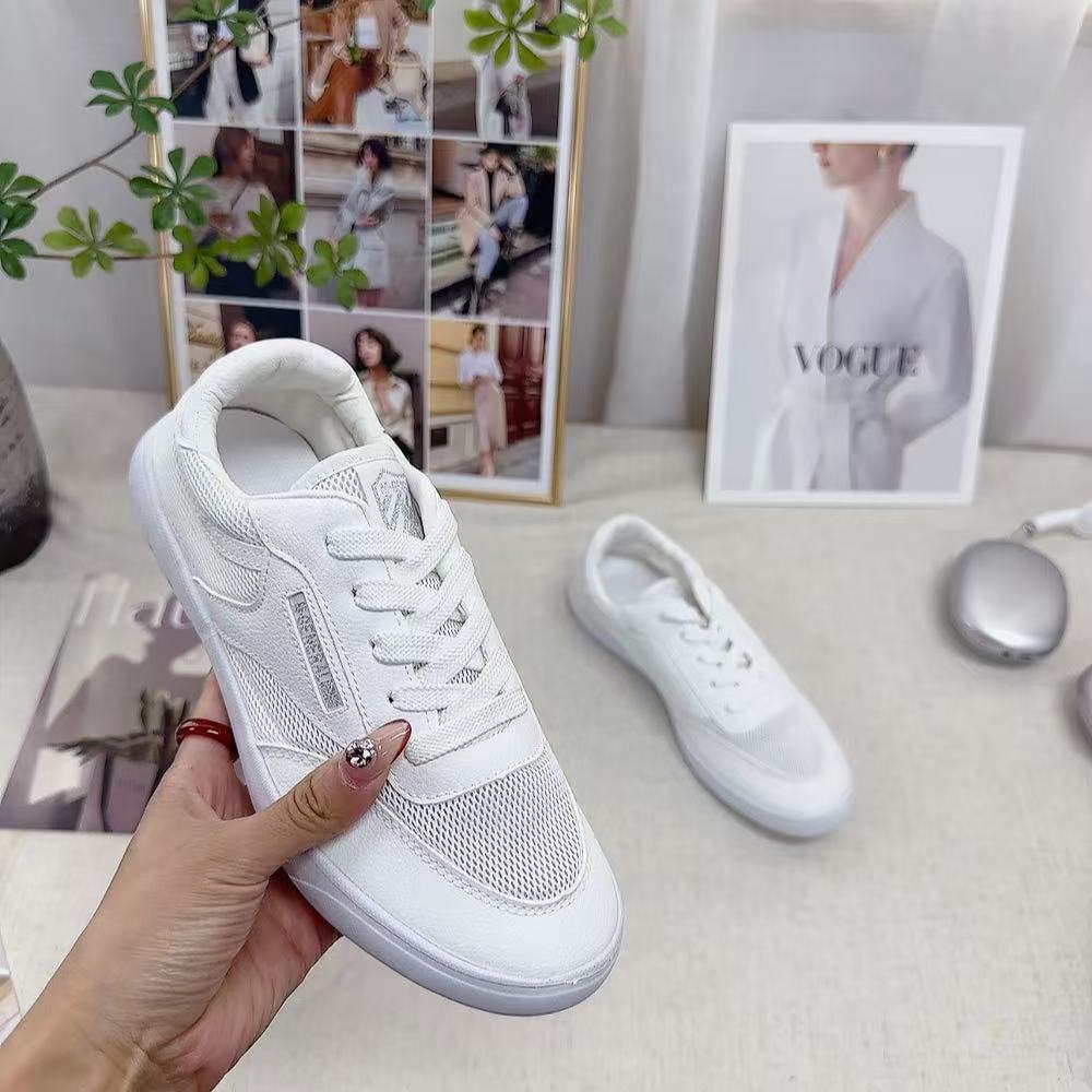 C317新款系带透网舒适百搭软底圆头时尚小白鞋仓