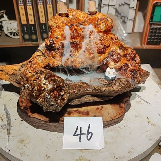 蜡***新泥塑46北沉香琥珀木天然造型山水摆件。