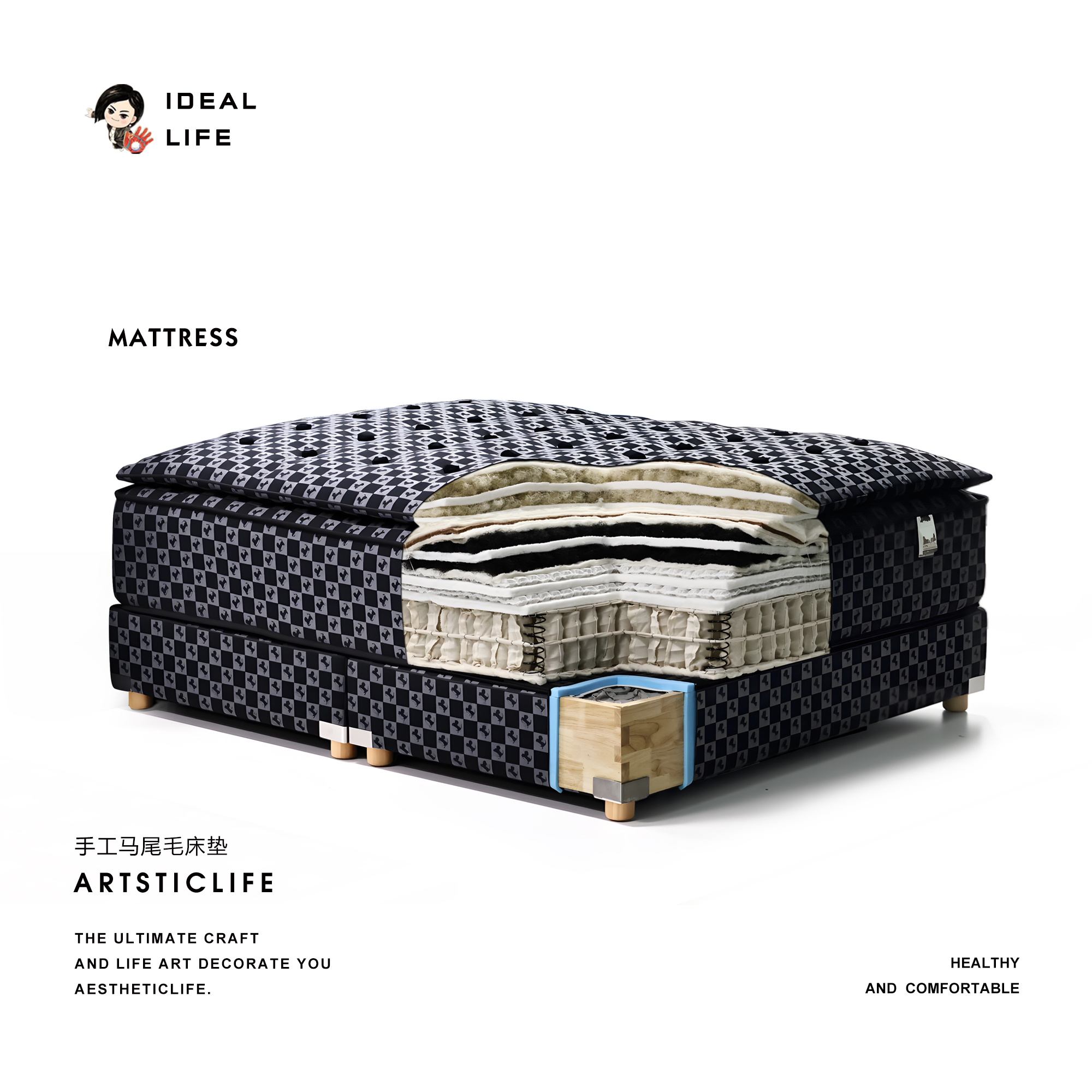 手工马尾毛床垫丨软硬适中丨护脊睡感」一二力荐