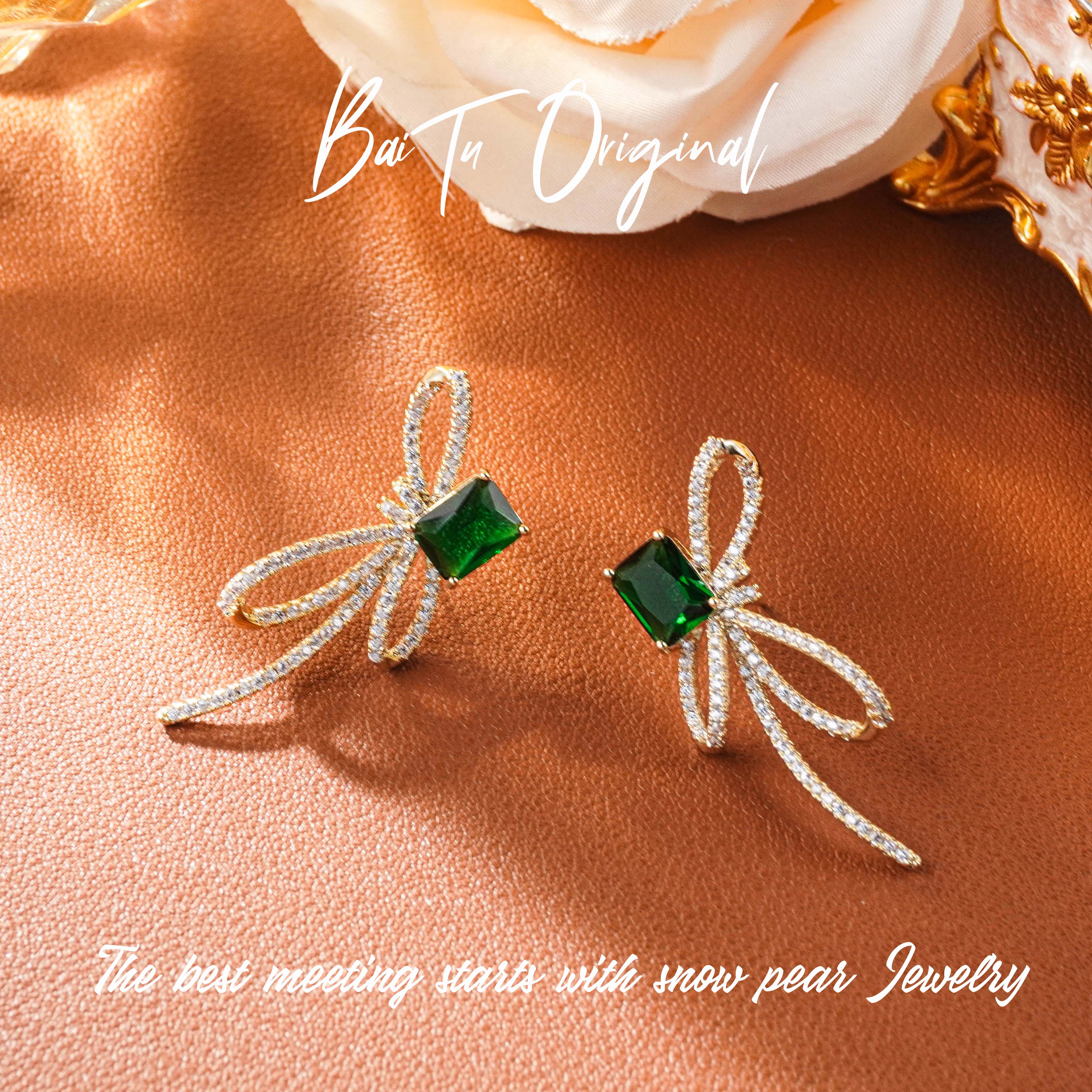 铜合金合成锆石耳饰 【柏荼】铜♠ 原创时尚 AQE0023耳环