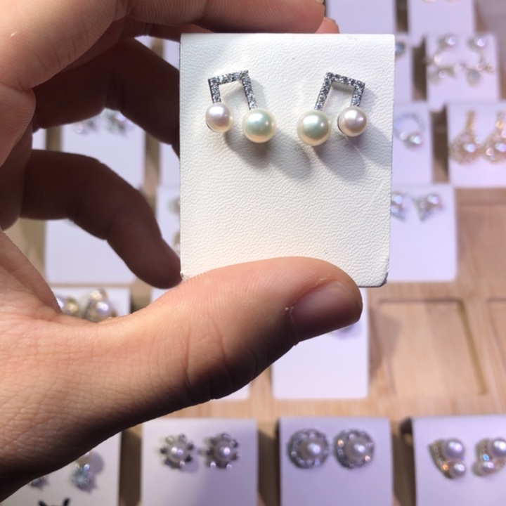淡水珍珠耳饰银S925镶嵌