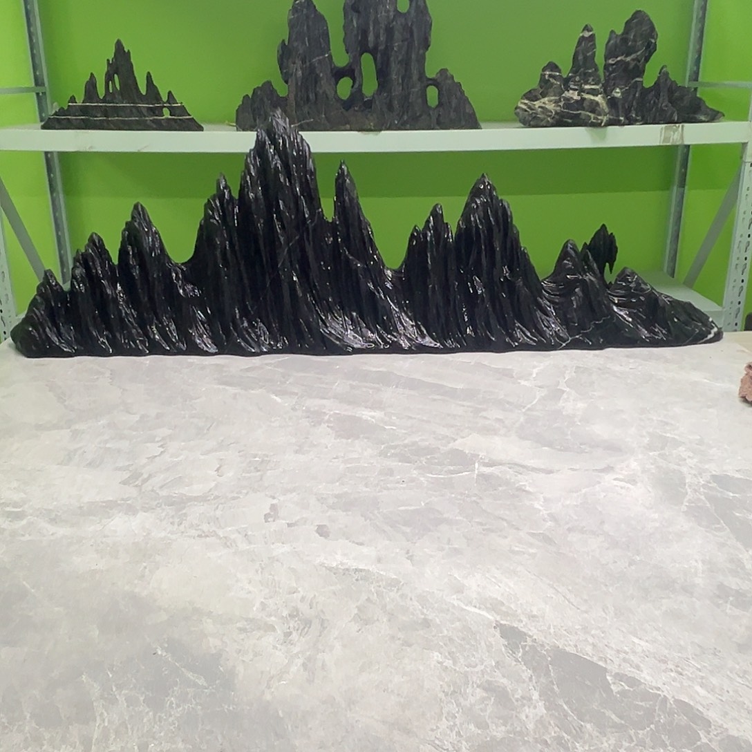 厚***物石材灵璧石山型摆件