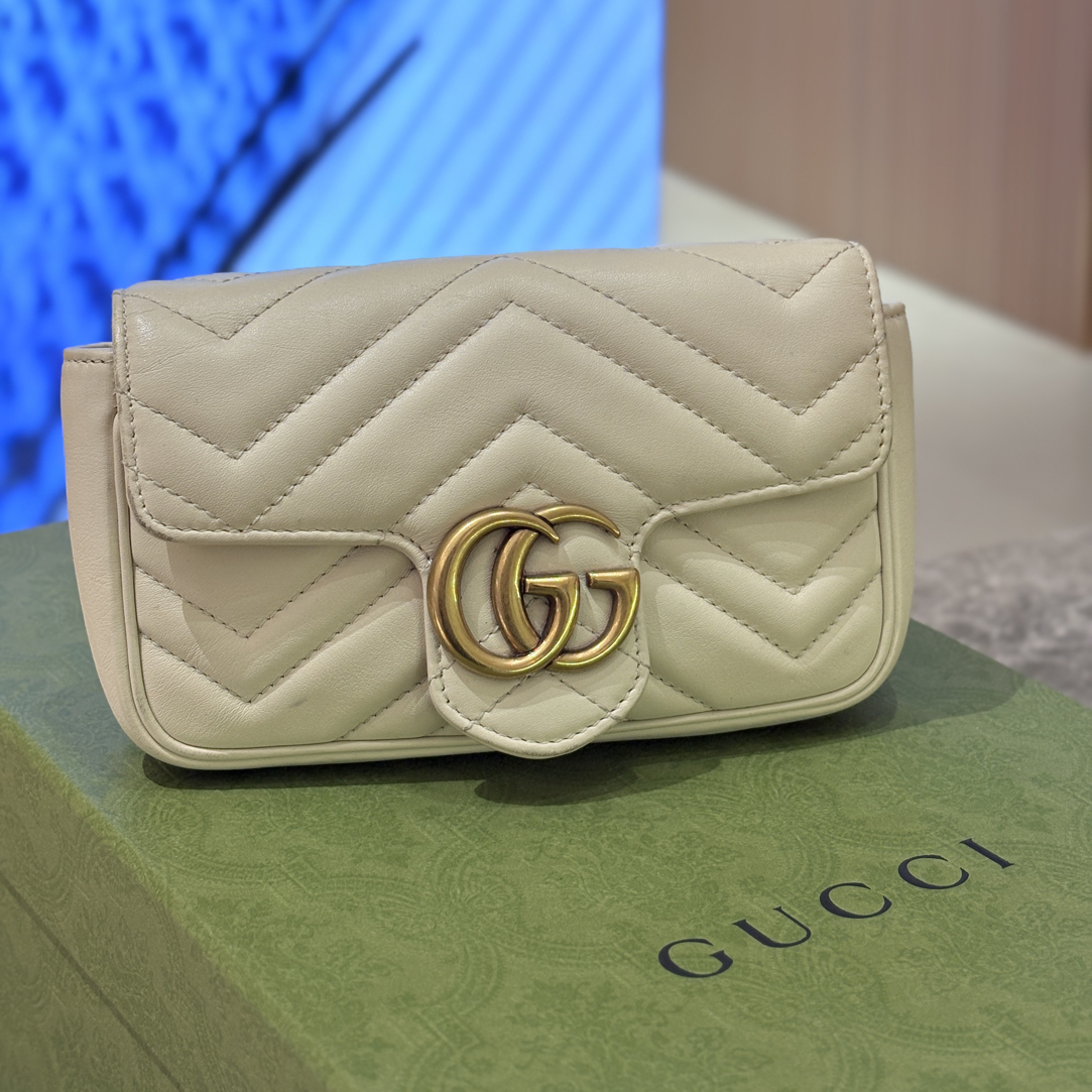 95新 GUCCI/古驰 古驰/Gucci马蒙super mini白色14575229