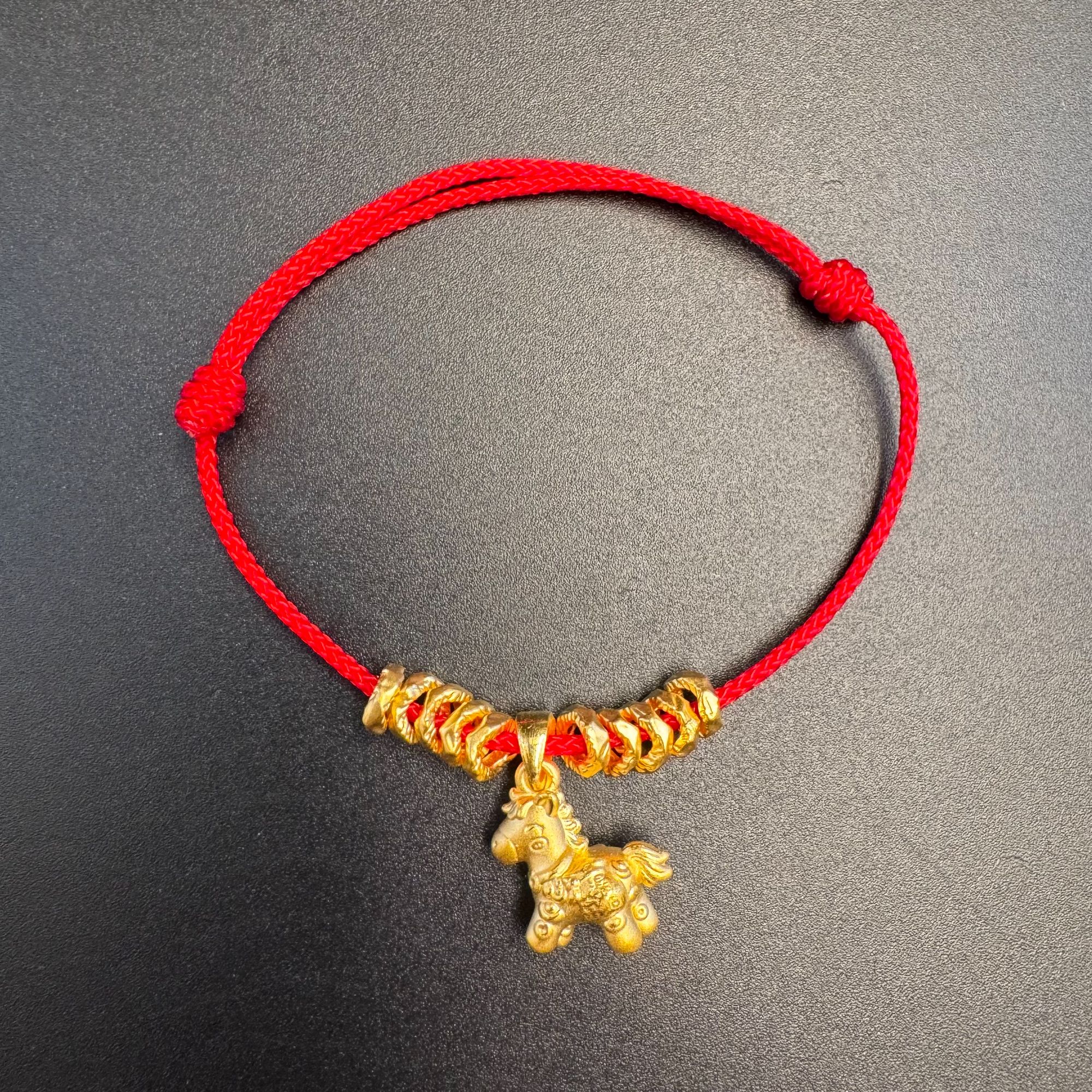 足金999黄金 马上有钱盘缠暴富木马手绳