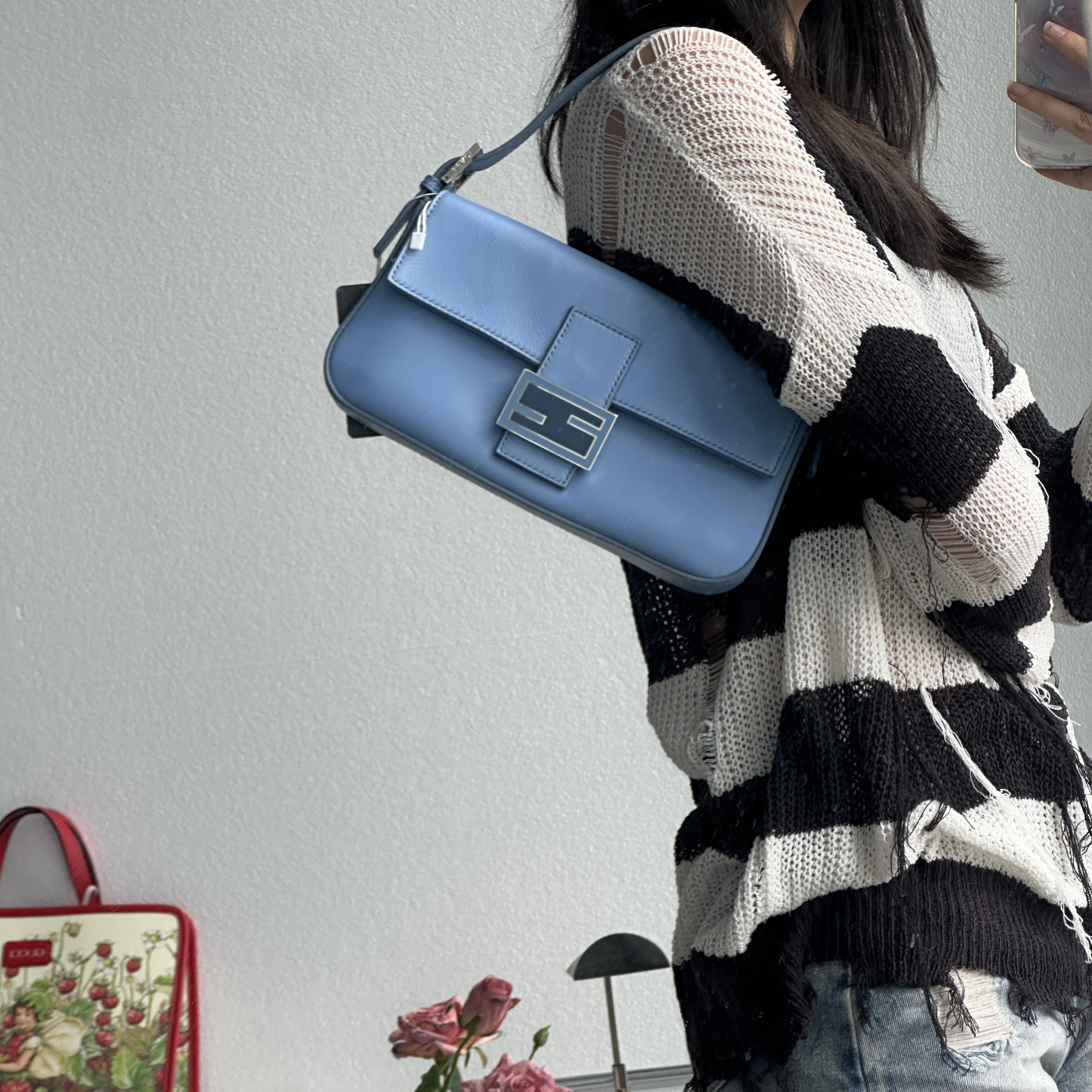 95新 FENDI/芬迪 fendi蓝色单肩包/3928886