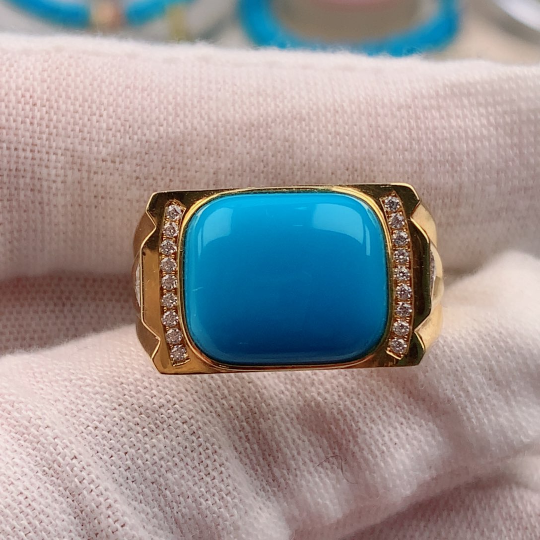 【闪购商品】绿松石戒指18K金镶嵌