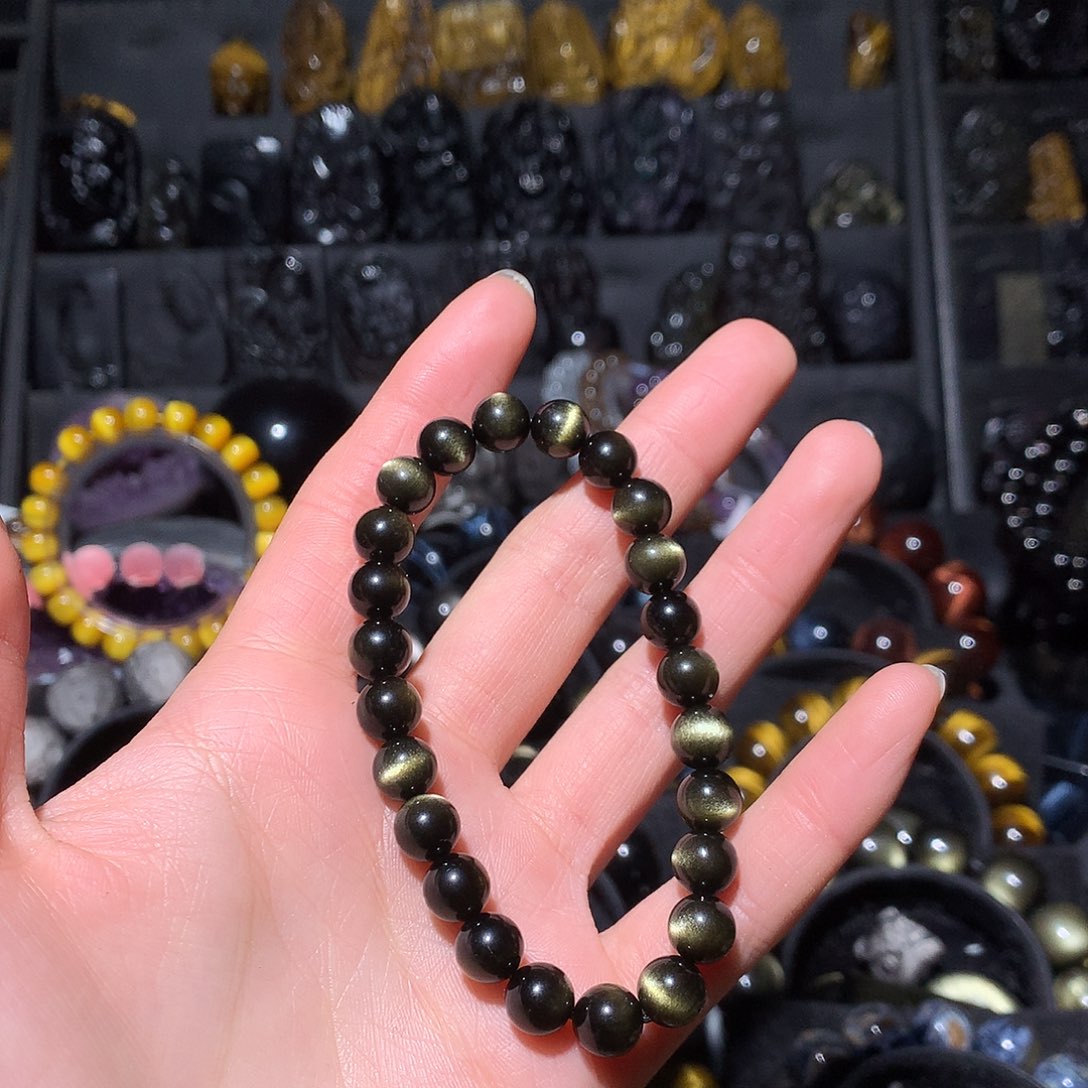 黑曜岩手链未镶嵌我***巴