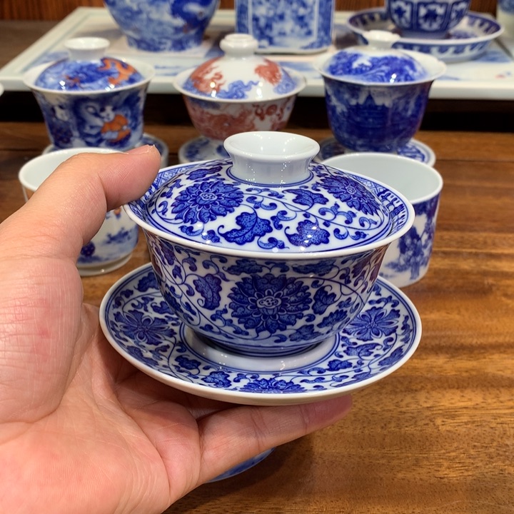 晓月柴窑 缠枝盖碗