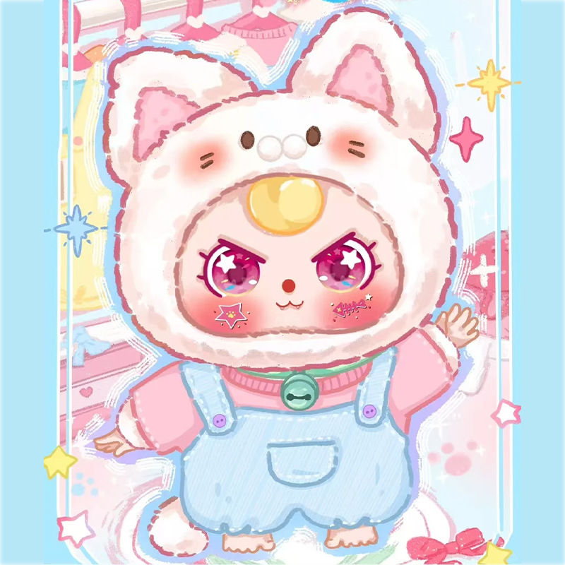 baby three娃三岁小猫衣橱毛绒搪胶盲盒公仔挂件玩偶