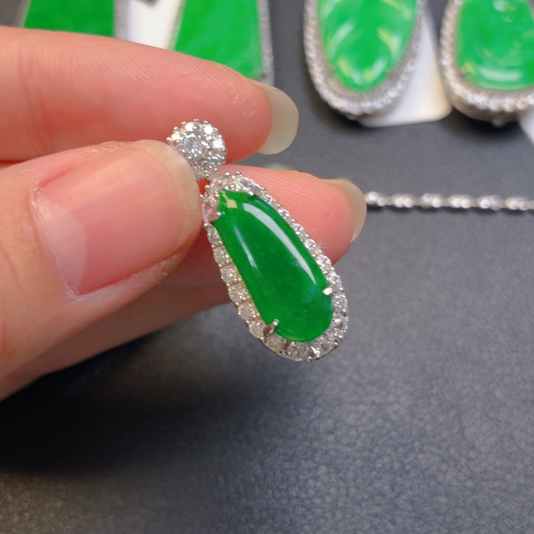 翡翠银S925镶嵌吊坠(不含链)