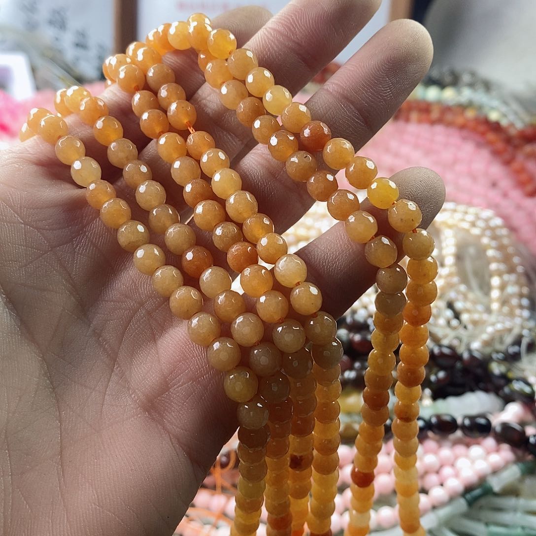 玛瑙/玉髓珠宝半成品合金一条天然6mm红东岭玉蹦迪球A171