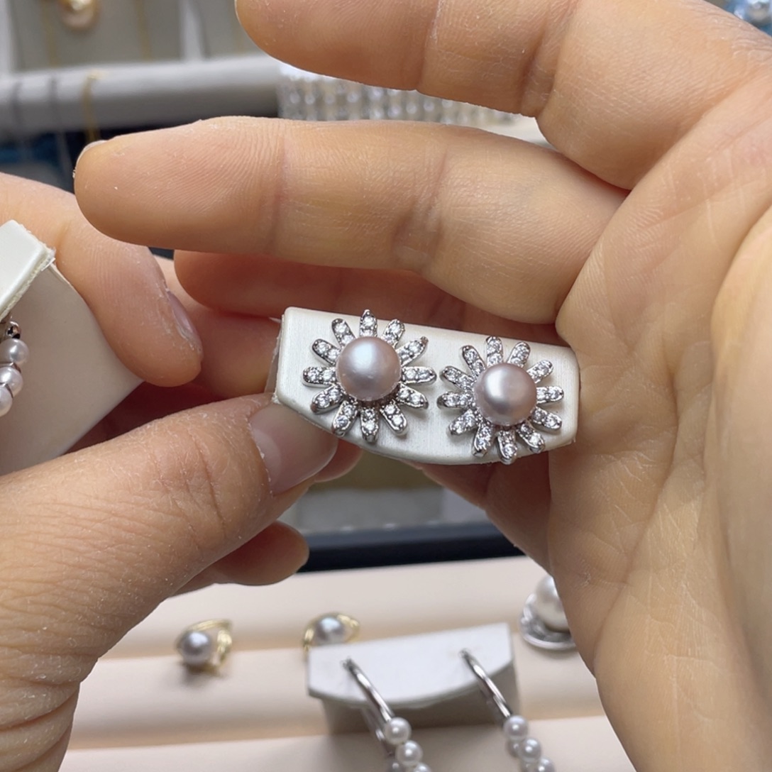 银S925镶嵌珍珠首饰淡水珍珠