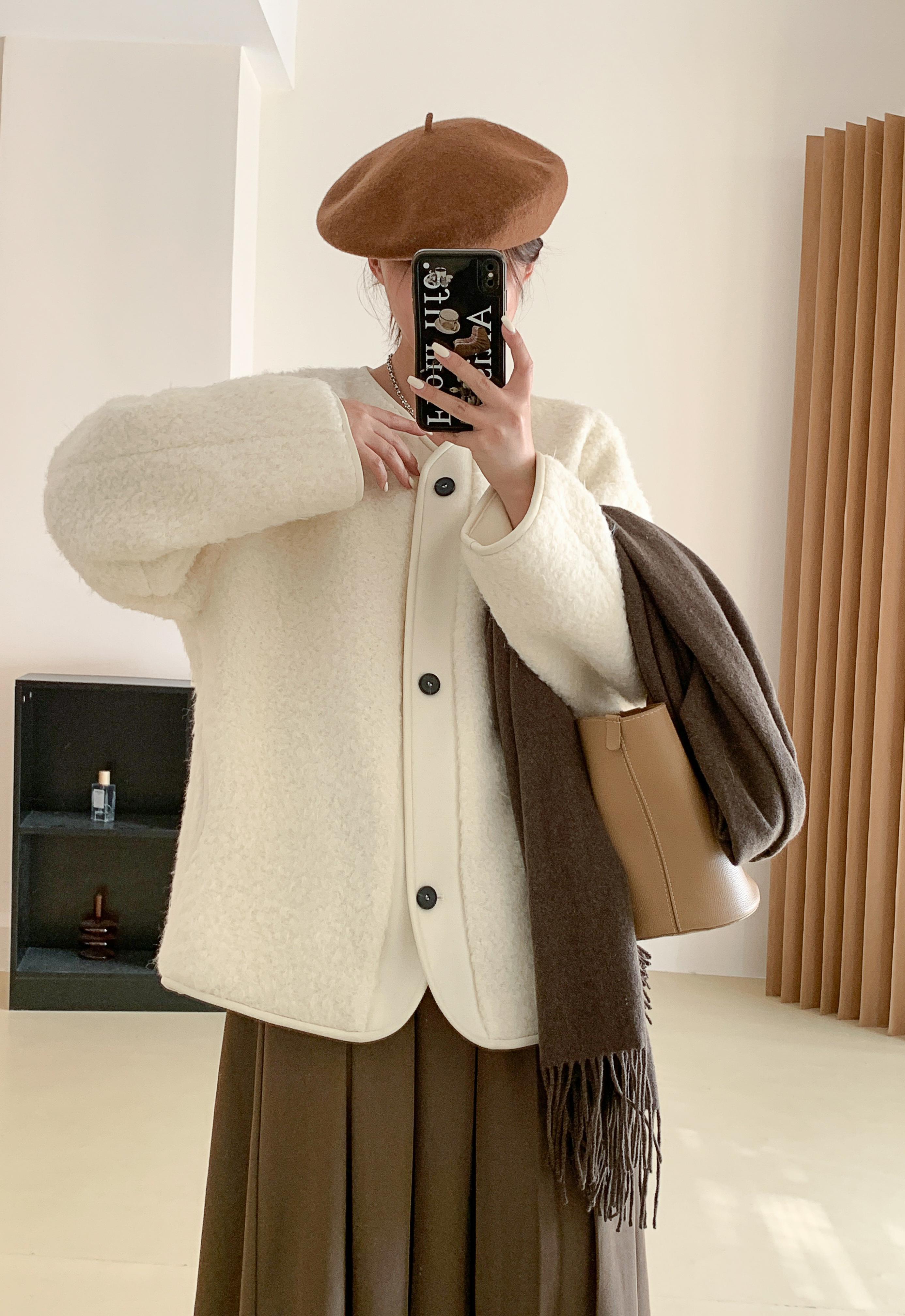 【琪的style】直筒型长袖秋季短外套圆领冬季秋短款常规款DY1329