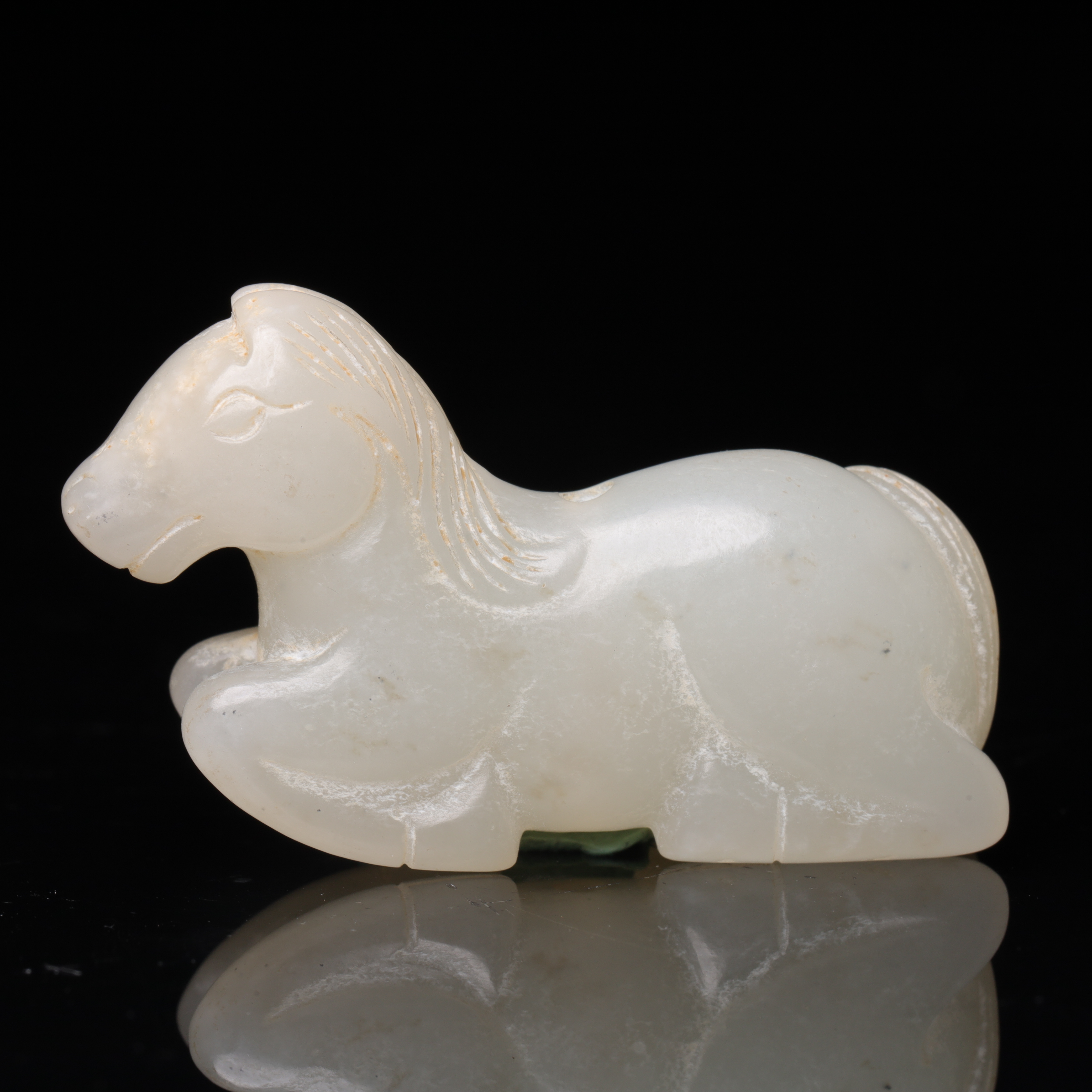 明代和田玉玉马花件